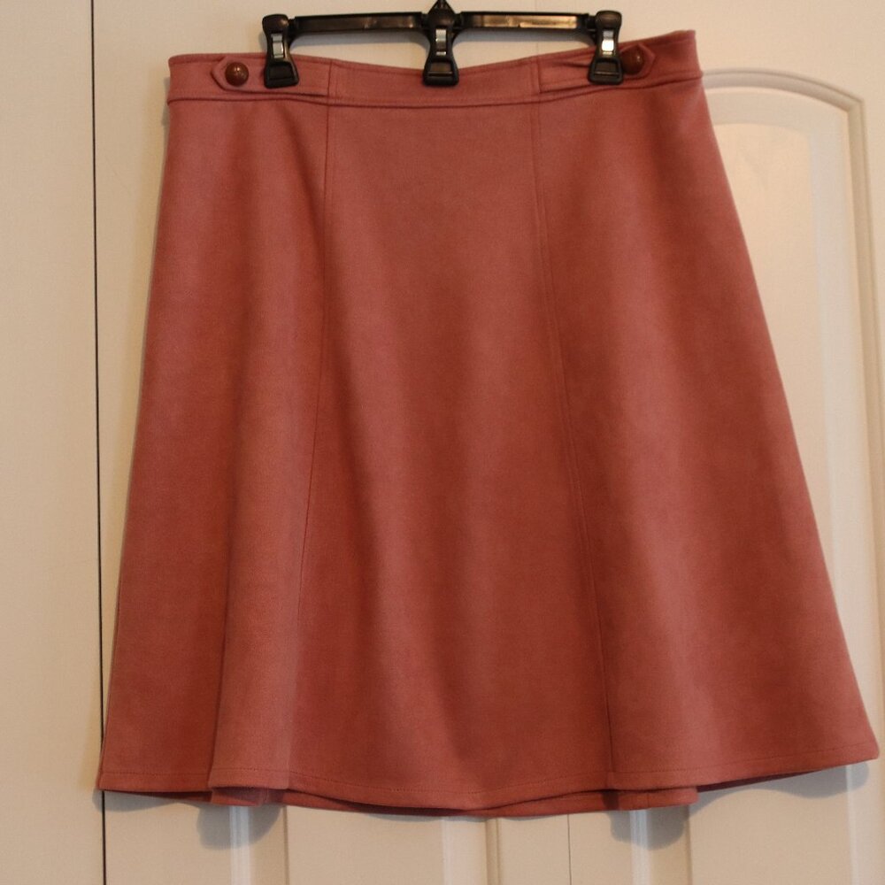 NYCC New York Clothing Co. Dusty Rose Microsuede Pull On  A-Line Skirt Sz Large